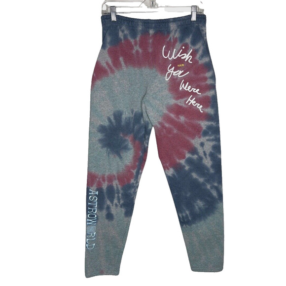 Astroworld Sweatpants Men Small Gray Blue Tie Dye Jogger Wish You Were Here Tour - Picture 1 of 7
